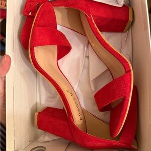Allegra K | Red Suede heels, size 7